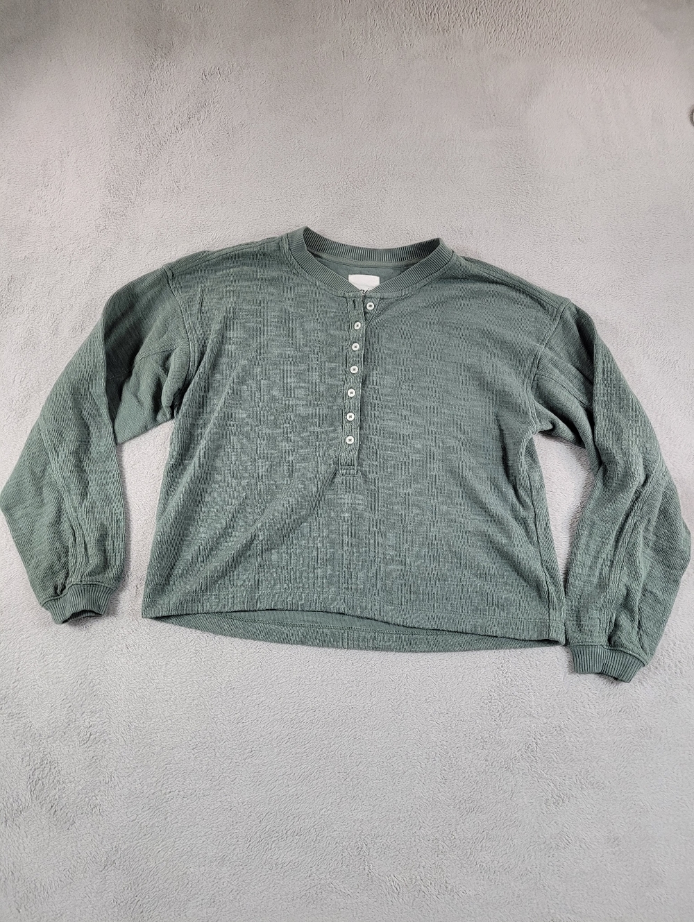 Aerie Green Henley Long Sleeve Thermal Top